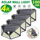 Refletor Solar Power Wall Light com sensor de movimento, 100 LED, 1 Pc, 2 Pcs, 4Pcs